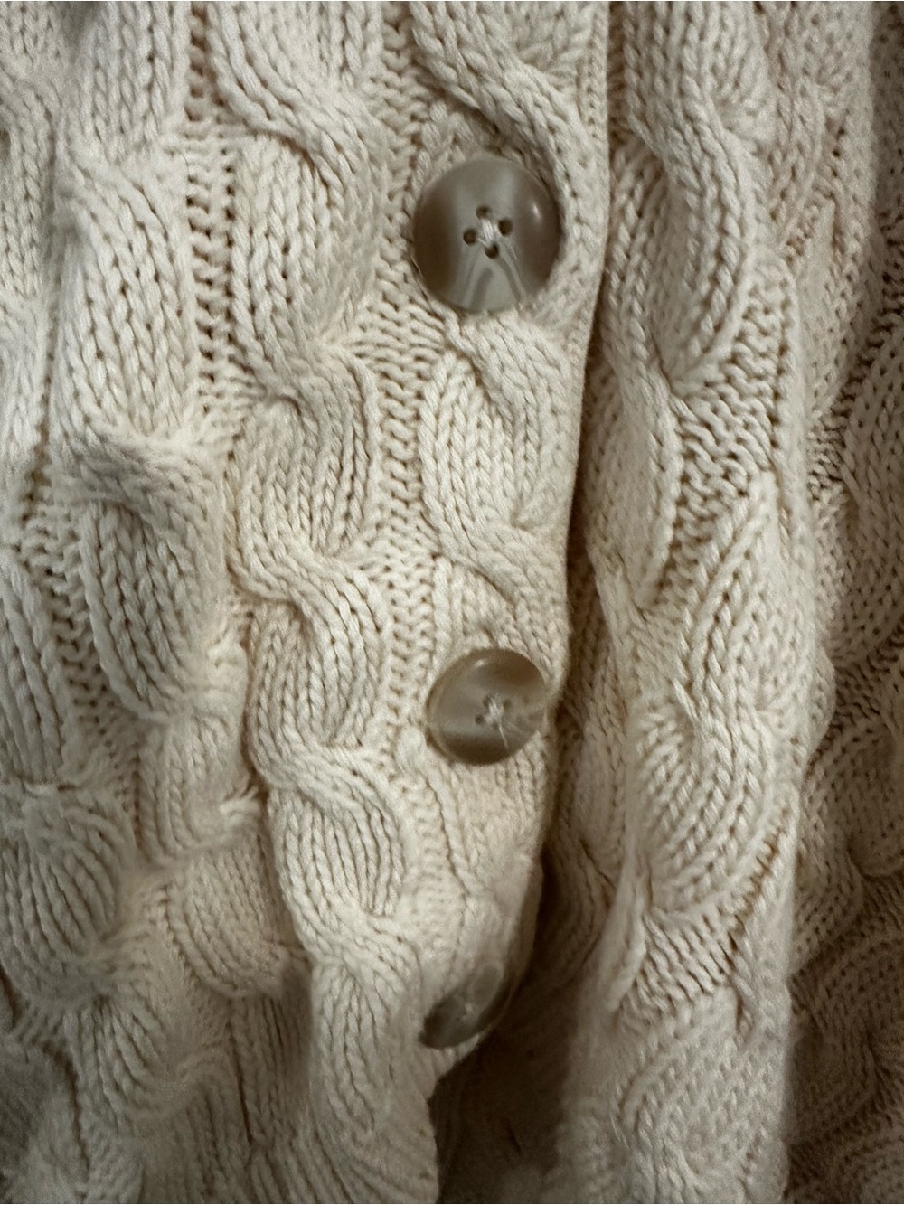 Lands' End Cream Cable-Knit Button Cardigan 100% Cotton - Picture 2 of 6